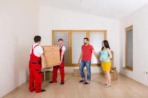 Prepared furniture pickup area in a Kingston home